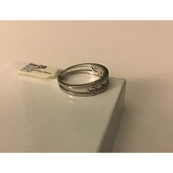 Sterling Silver 1Ct. Sim Diamond Filigree Band Ring  Sz 8 - Picture 4 of 6